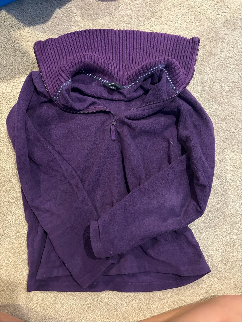 Lands' End Deep Purple Quarter-Zip Pullover